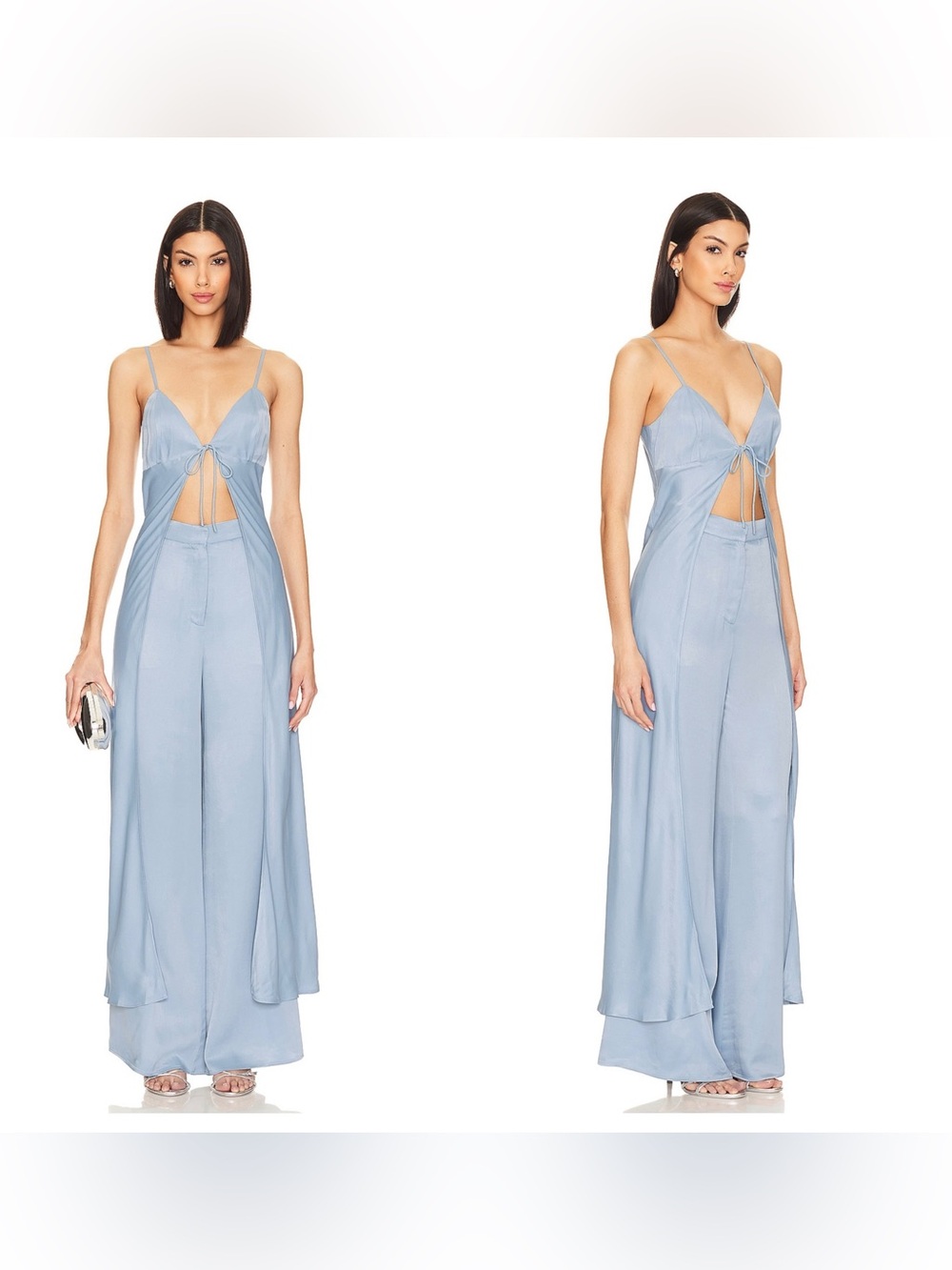 NEW Camila Coelho Kassiani Tie Front Top in Dusty Blue